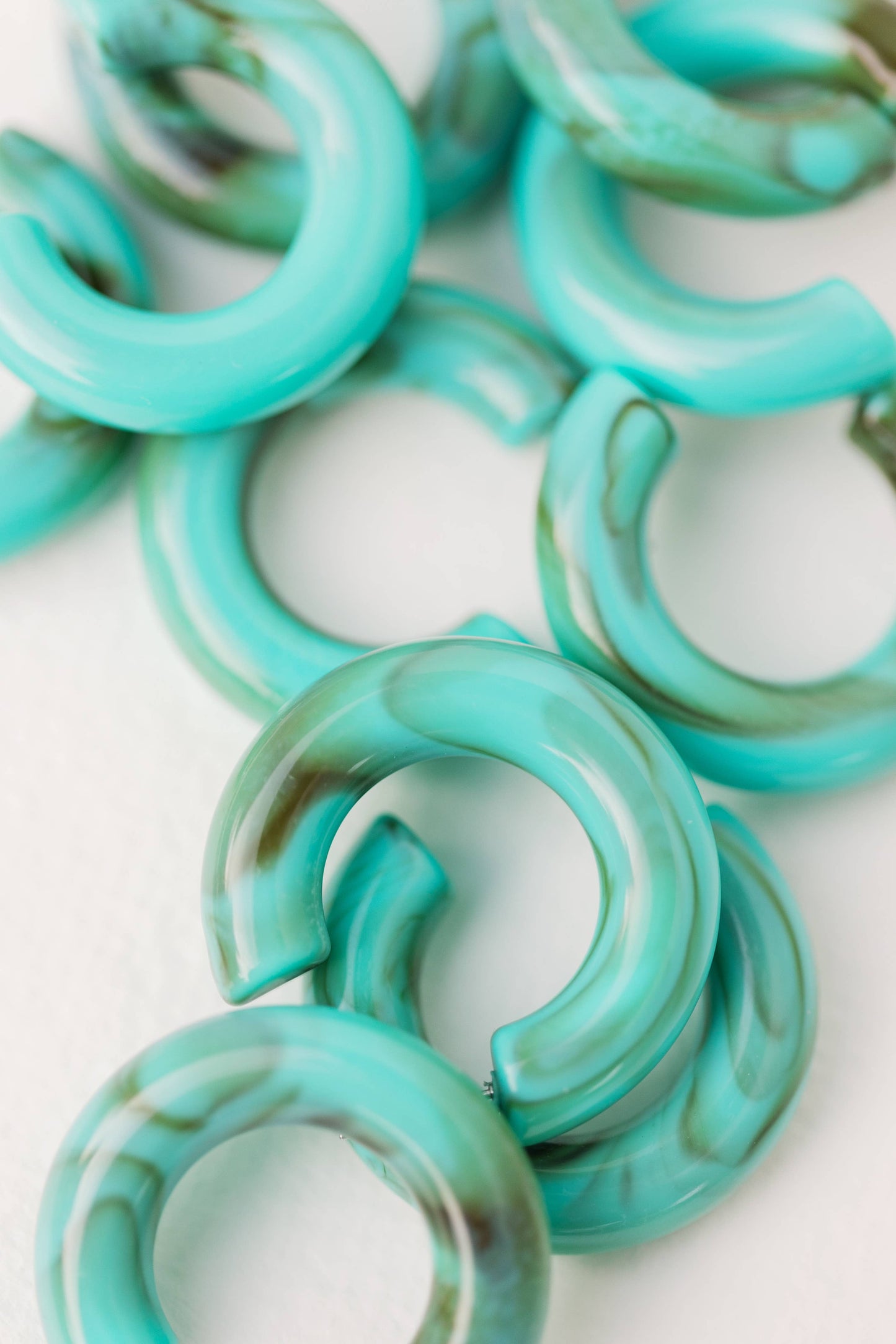 Turquoise Lucite Hoop Earrings
