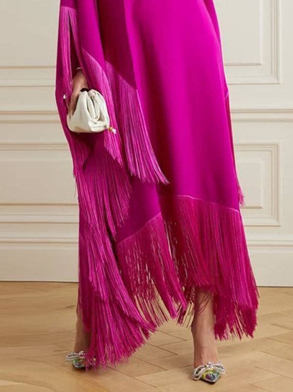FUCHSIA FRINGE DRESS