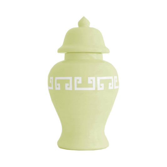 Spring Green Greek Key Ginger Jars: Large