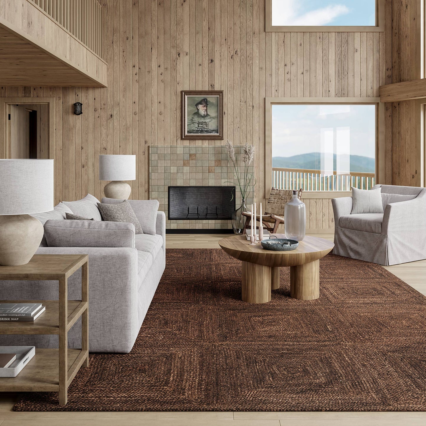 Juniper Tiled Jute Area Rug: Ivory / 4' x 6'