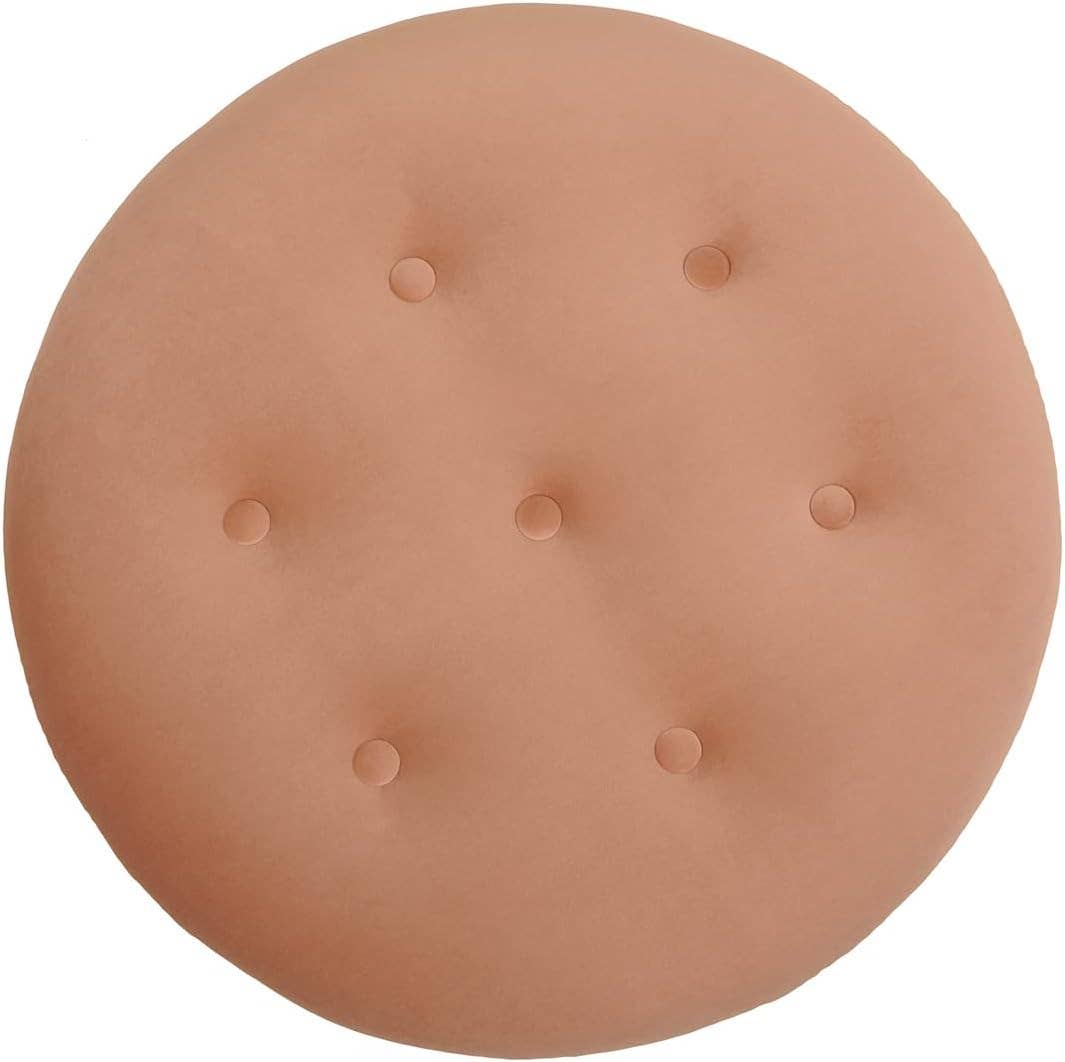 Yolanda 24" Round Upholstered Accent Ottoman: Alabaster Off White