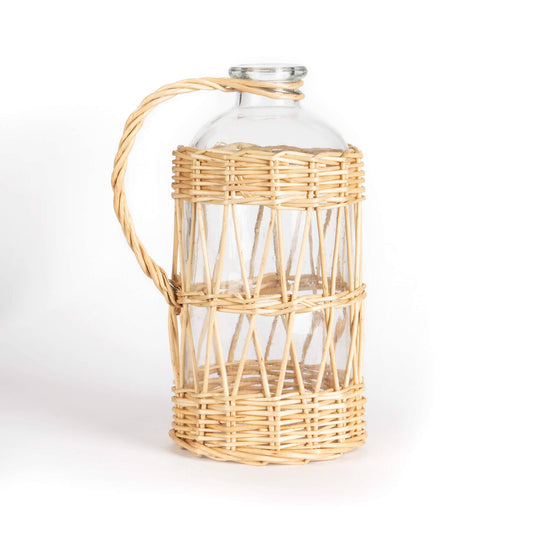 Wicker Handle Glass Bottle