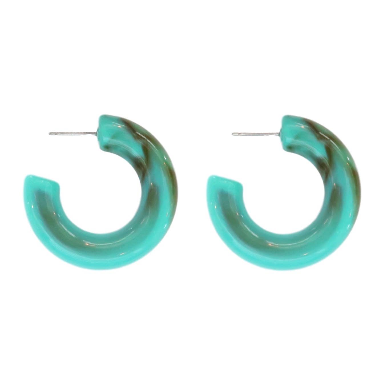 Turquoise Lucite Hoop Earrings