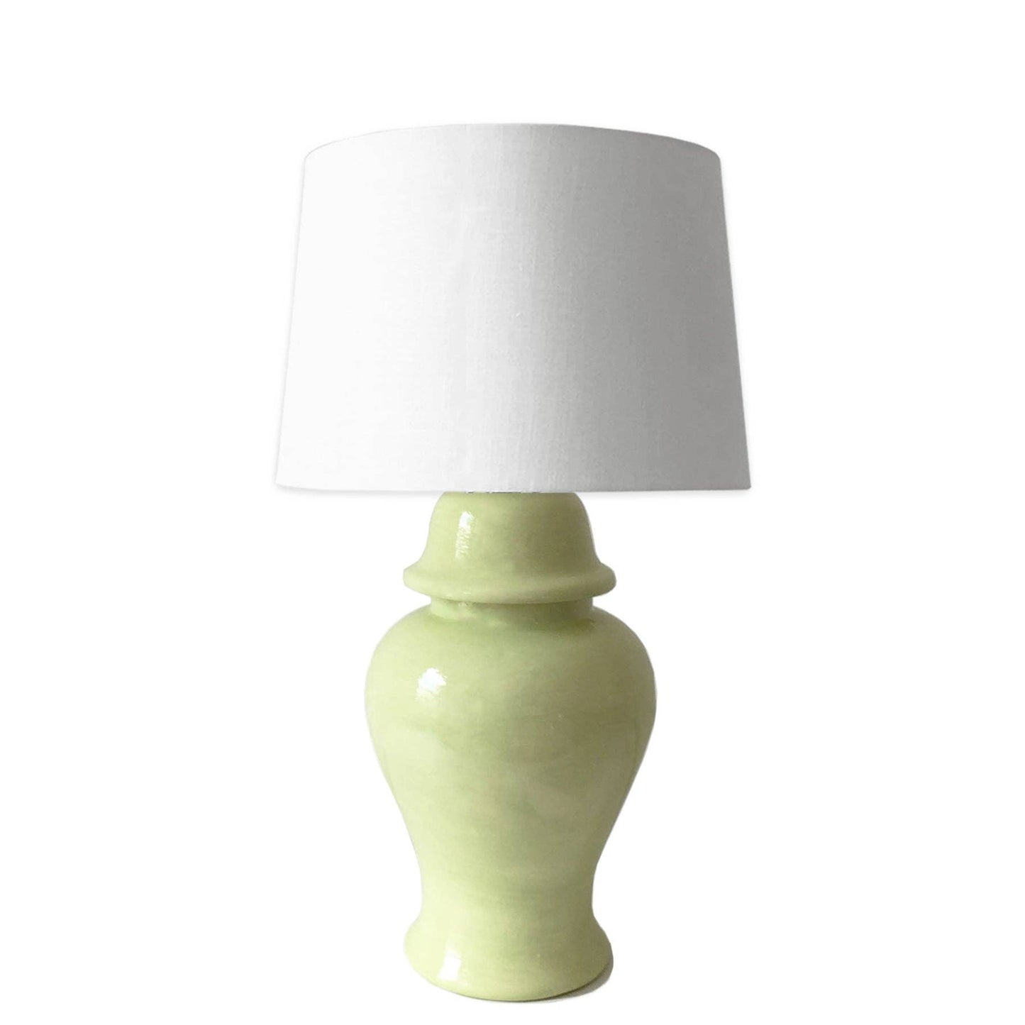 Spring Green Ginger Jar Lamp - Gold Shade