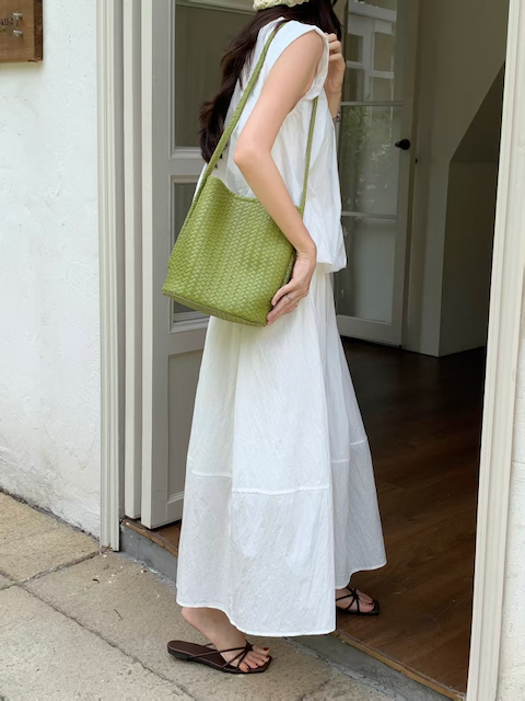 Green Leather Bucket Bag
