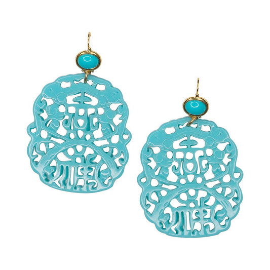 Turquoise Carved Earrings