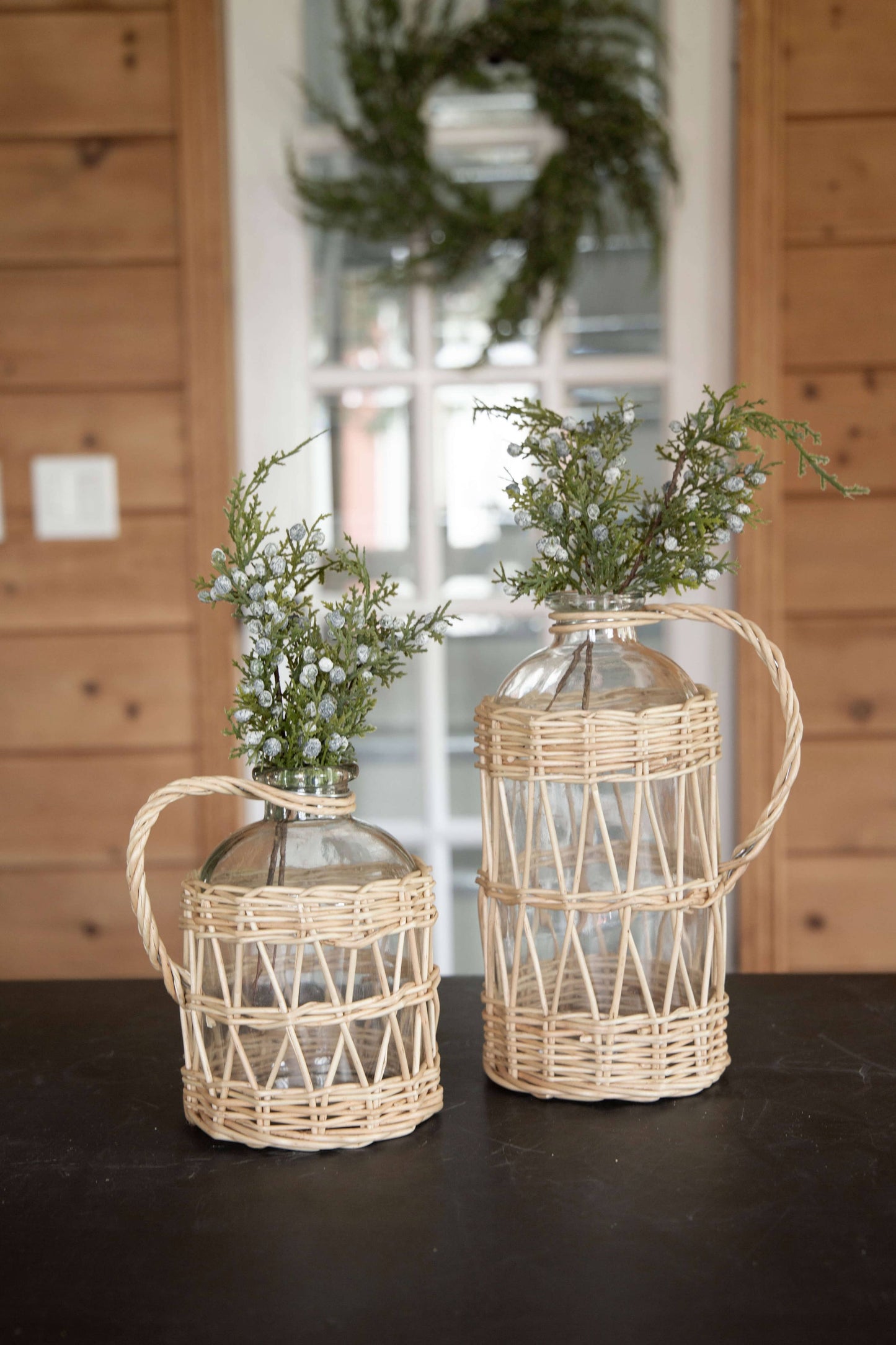 Wicker Handle Glass Bottle