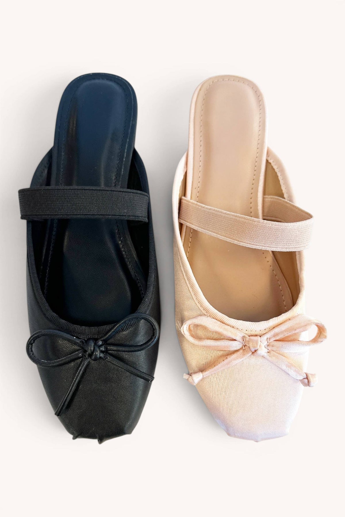 Black Satin Ballet Mule Flats