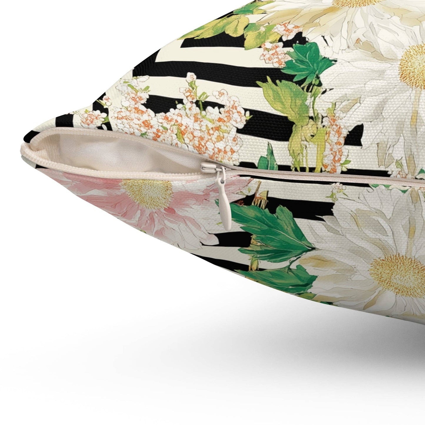 Crane & Dahlia Throw Pillow: 20" × 20"