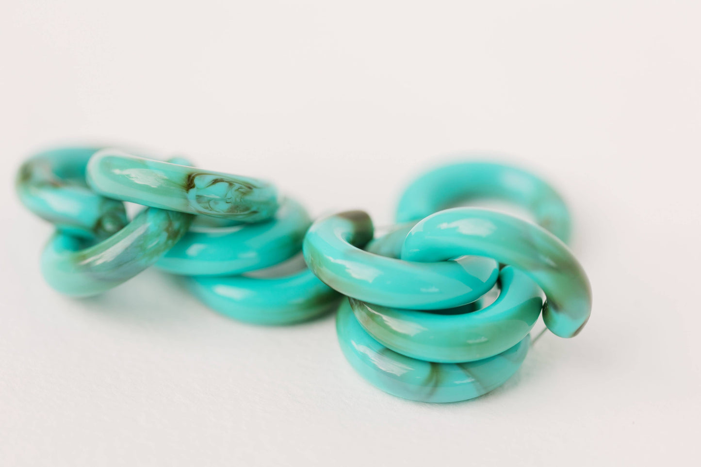 Turquoise Lucite Hoop Earrings