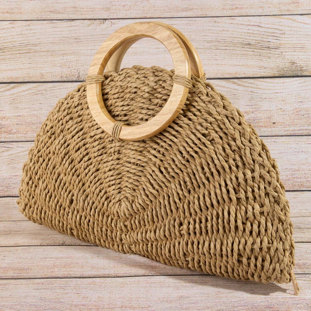 Straw Half Moon Bag - KH
