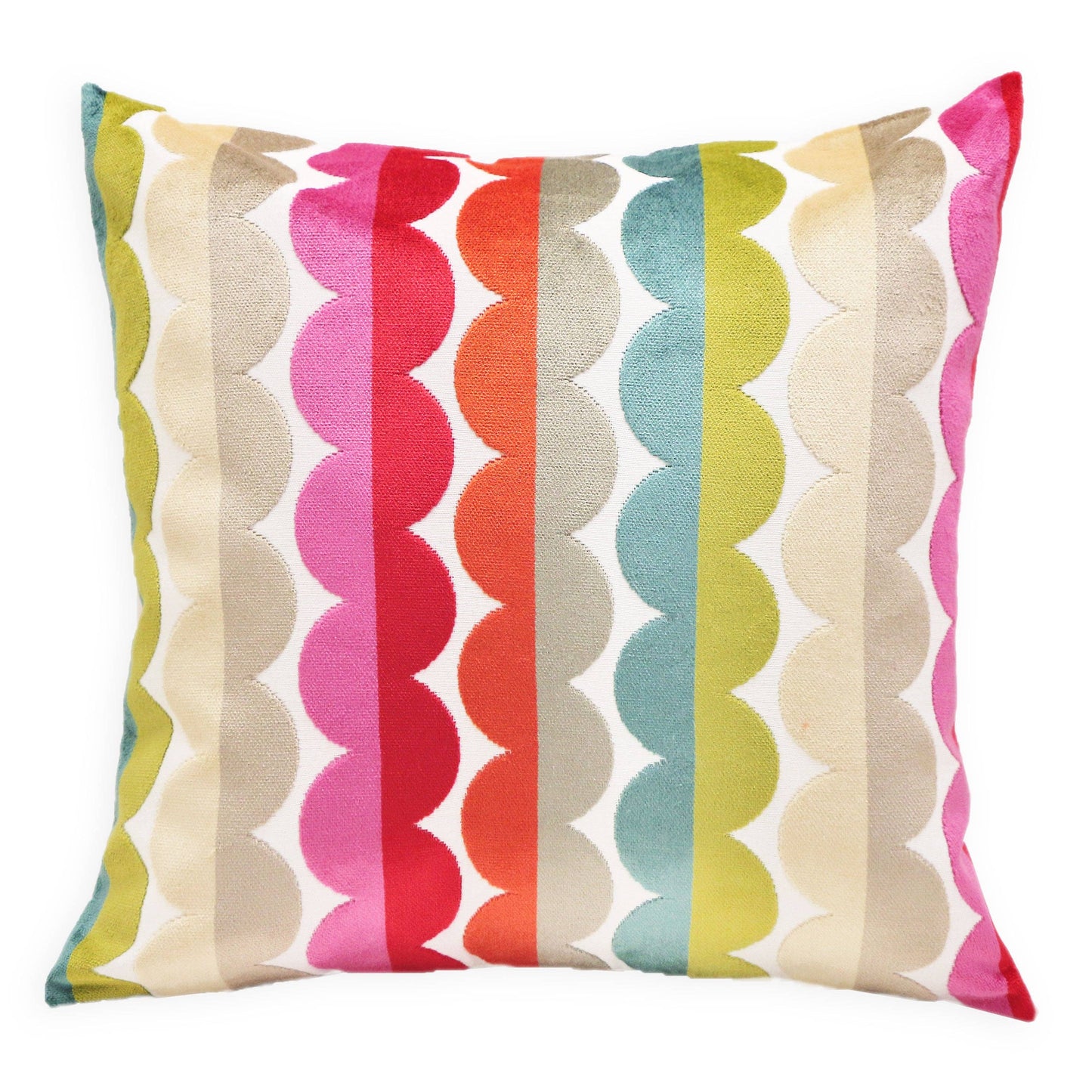 Grace Scalloped  Stripe Velvet Pillow - 22x22"