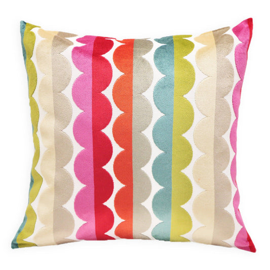 Grace Scalloped  Stripe Velvet Pillow - 22x22"