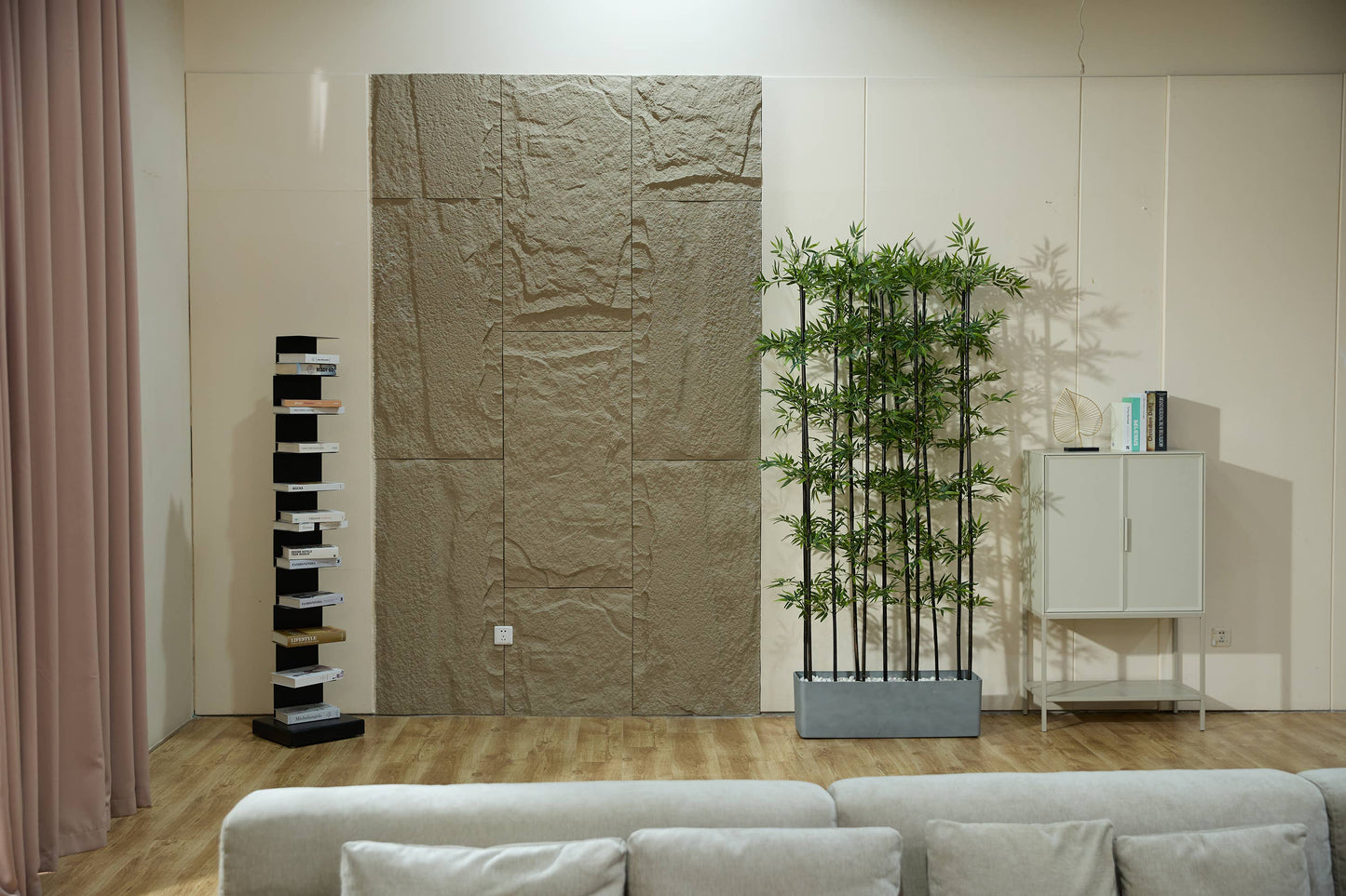 Bamboo Plant in Grey Planter 84"