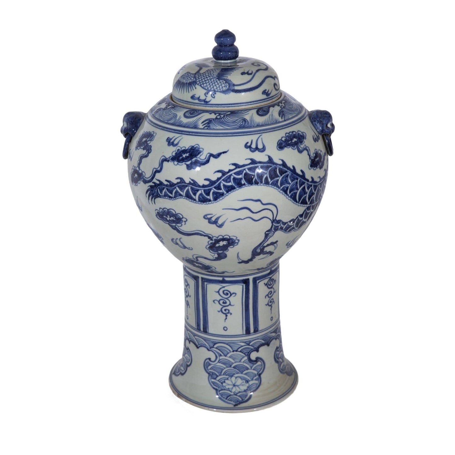 Blue & White Tall Dragon Jar