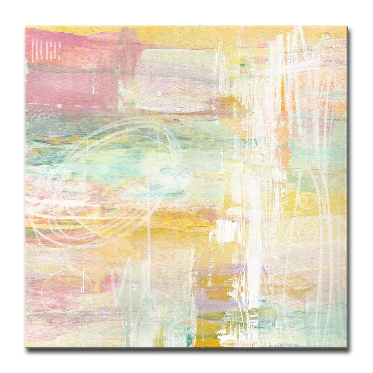 Amber Honey Peach Abstract Canvas: 40x40"