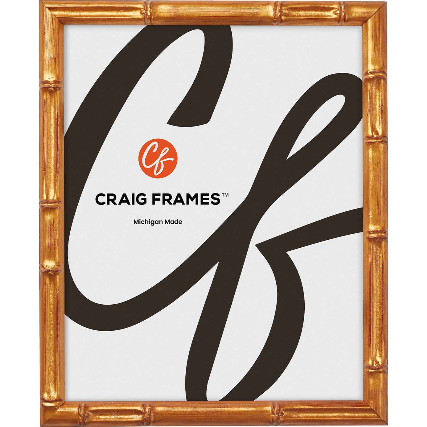 8x10 Picture Frame, Vintage Bamboo Vintage Gold, Assembled