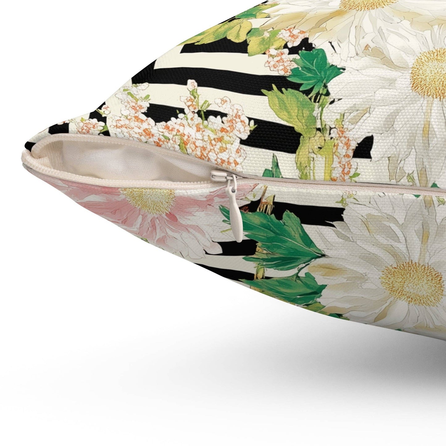 Crane & Dahlia Throw Pillow: 20" × 20"