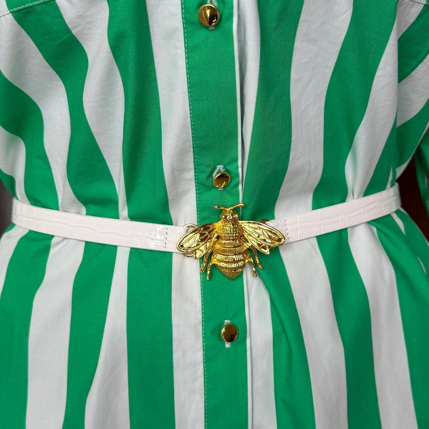 Thin White Crocodile Leather Belt: 2