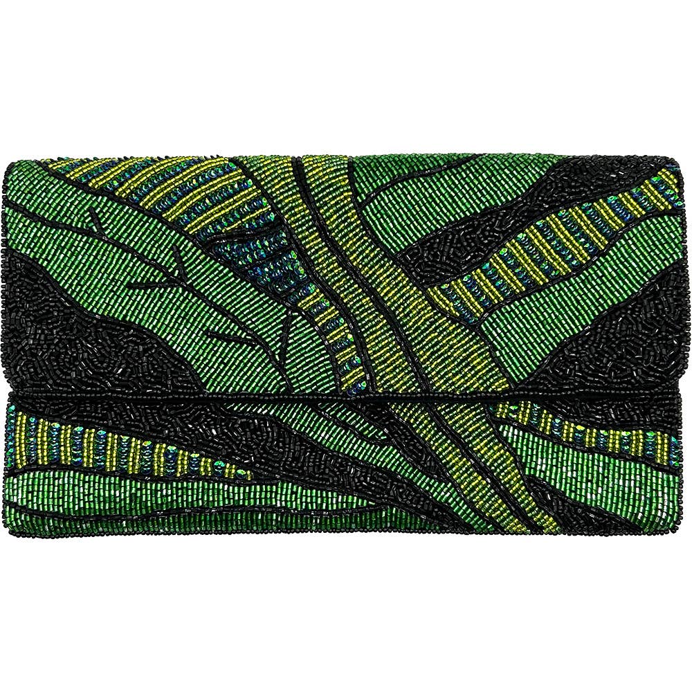 FOREST LEAF BEADED CLUTCH