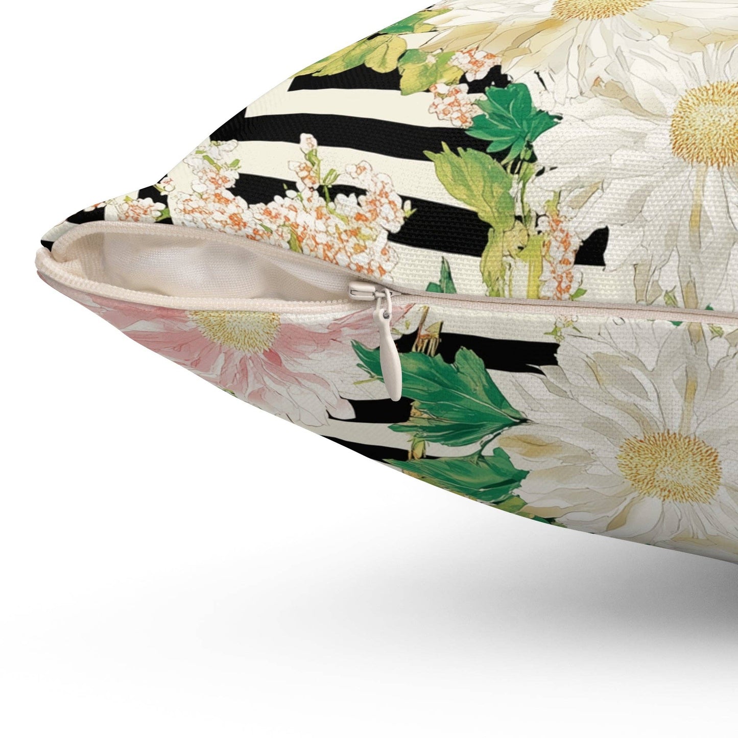 Crane & Dahlia Throw Pillow: 20" × 20"