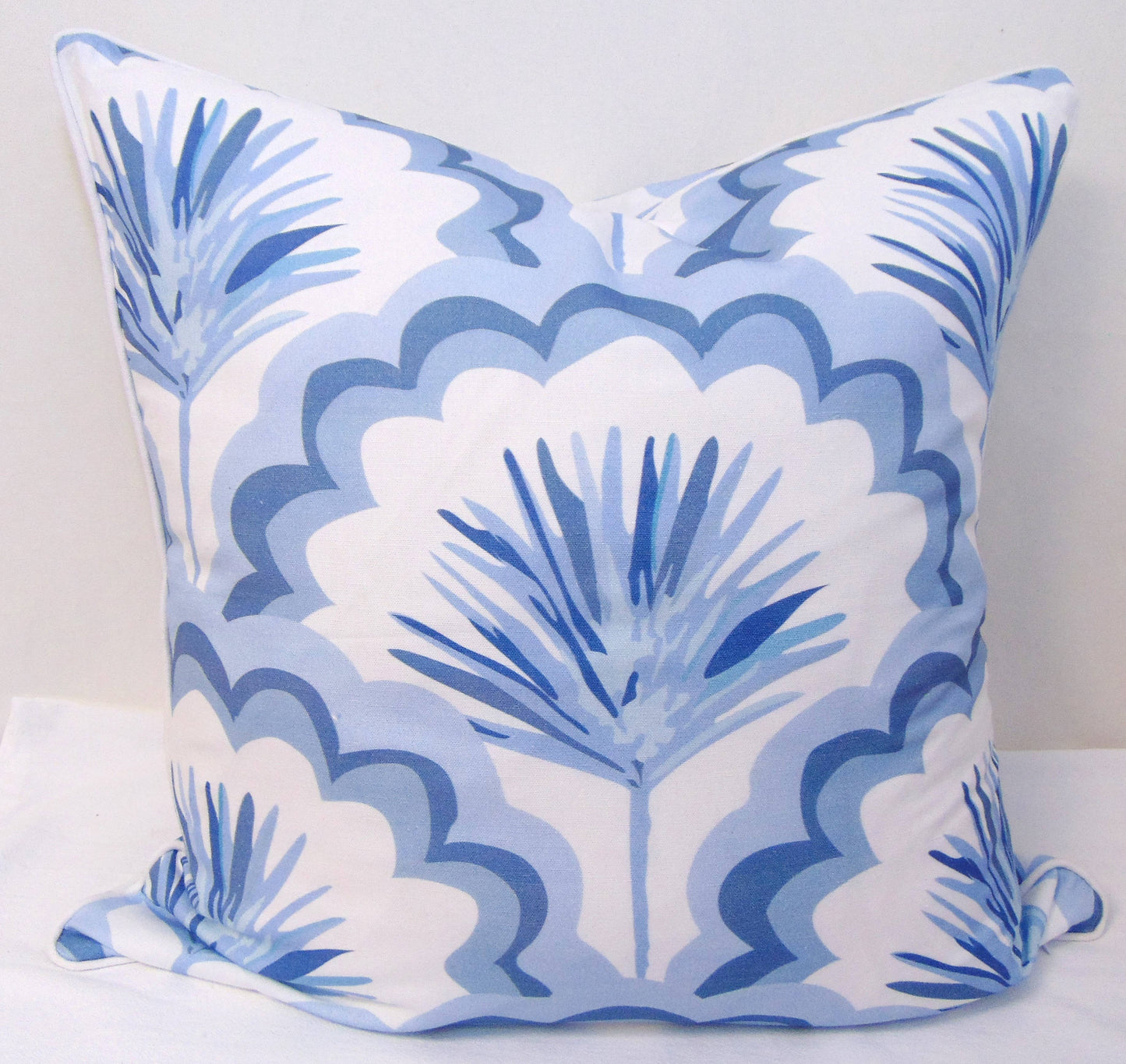 Blue Palm Fronds Pillow