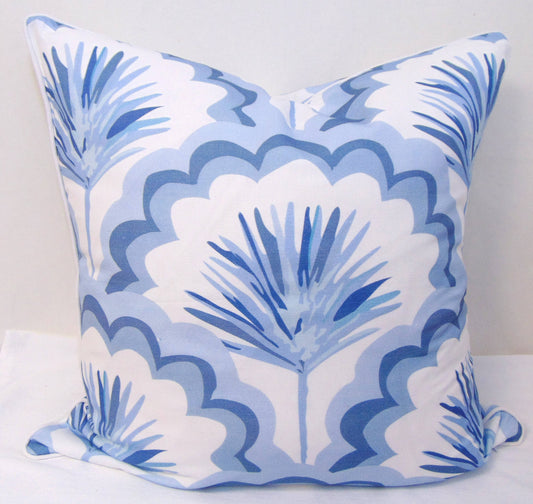 Blue Palm Fronds Pillow