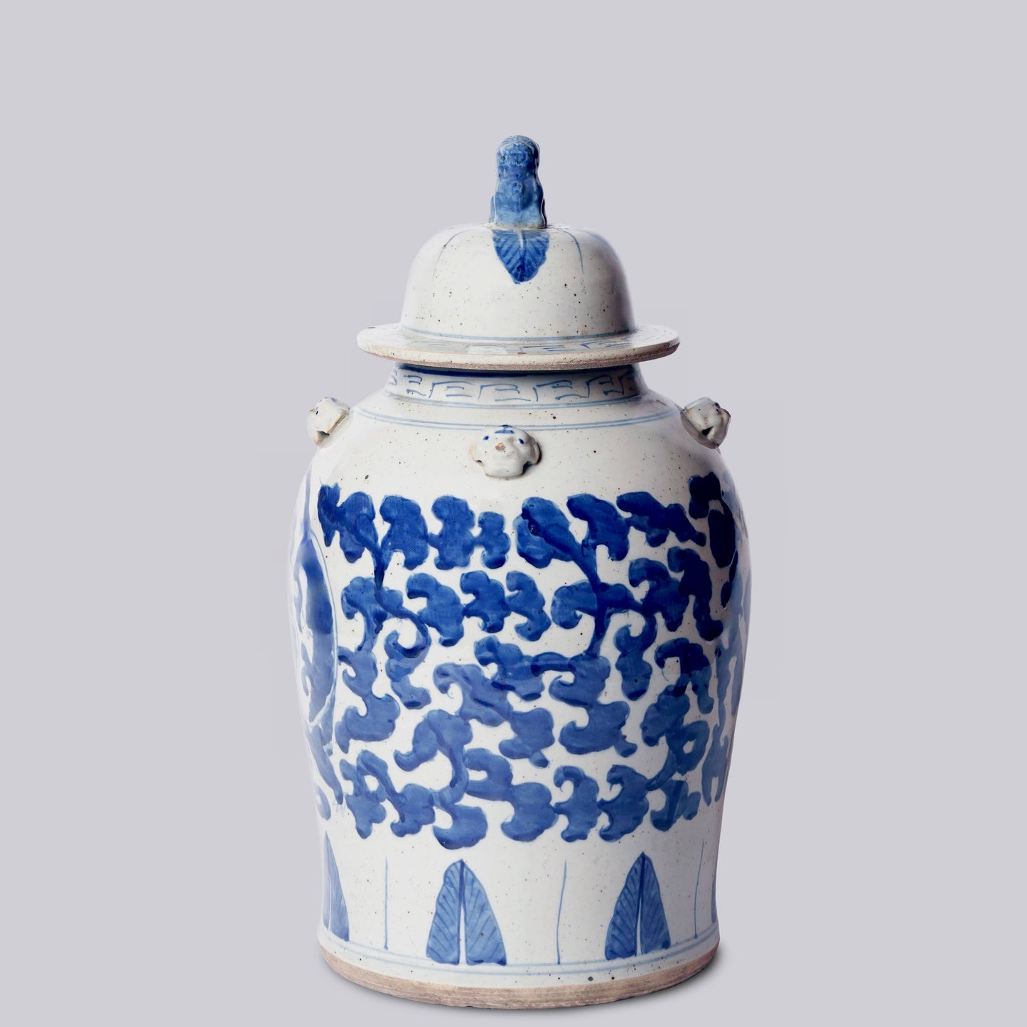 Blue and White Grass Dragon Porcelain Temple Jar