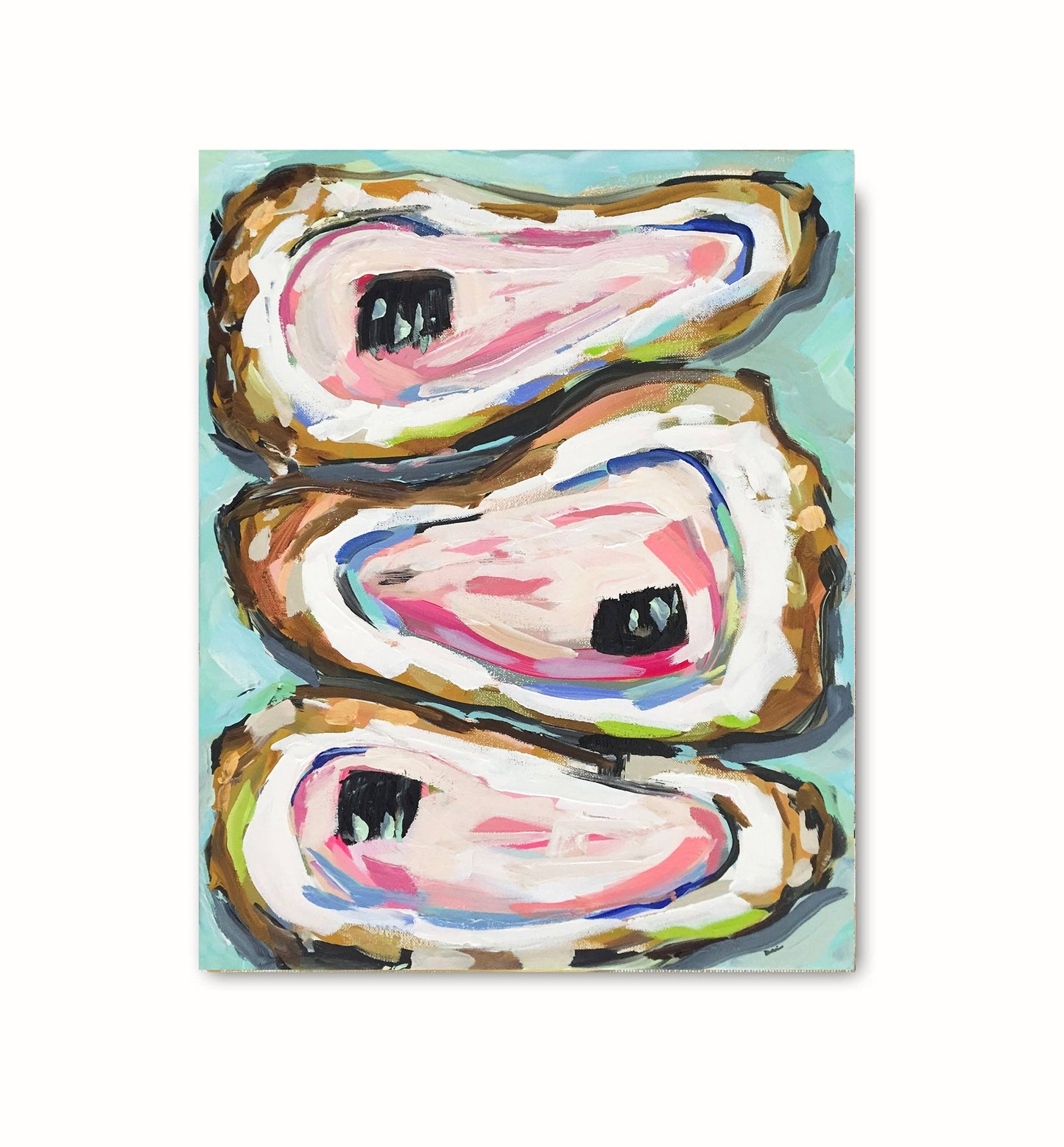 "Oysters on Aqua" in Acrylic Floating Frame 16x20"