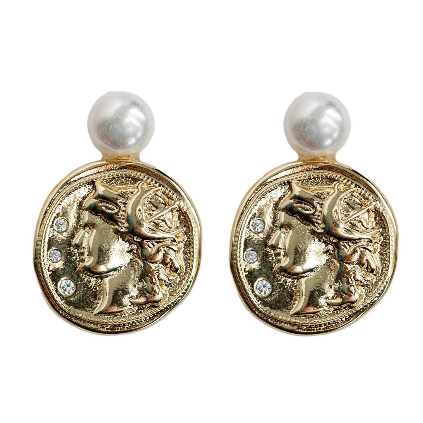 Gold Coin & Pearl Earrings