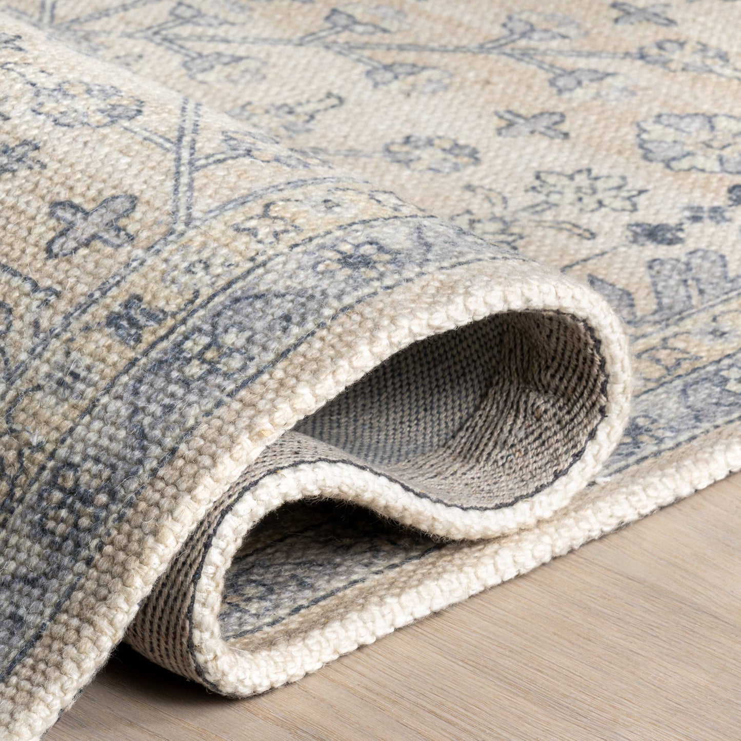 Flora Wool and Cotton Area Rug: Slate Blue / 8' x 10'