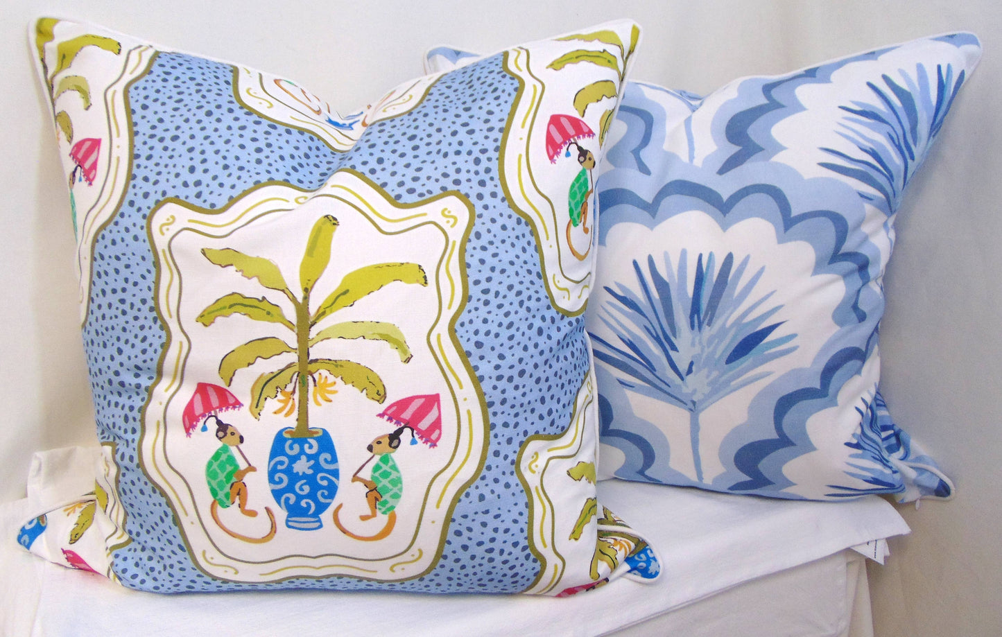 Blue Palm Fronds Pillow