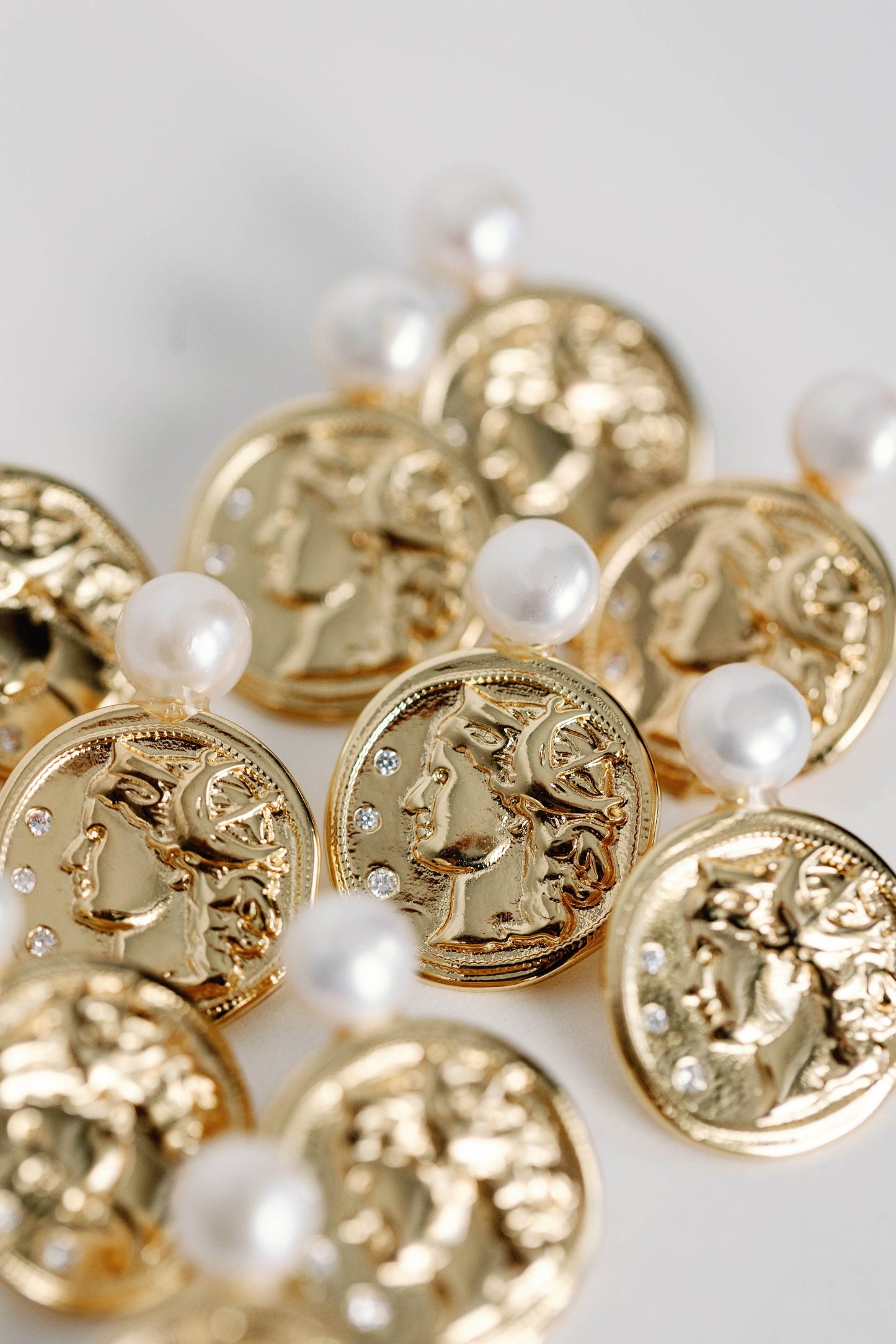 Gold Coin & Pearl Earrings
