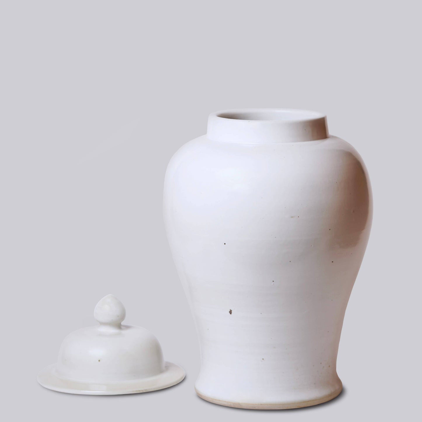 25" Rustic Plain White Porcelain Temple Jar
