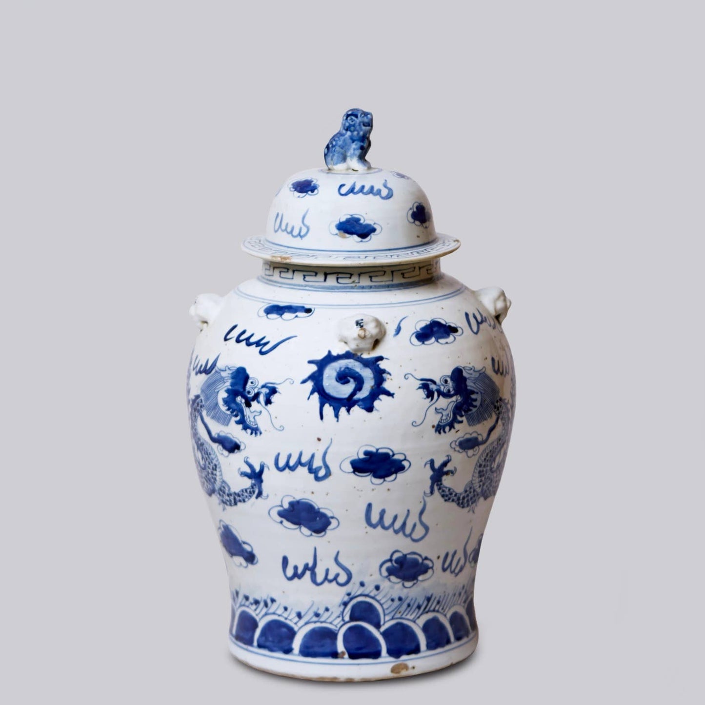 Blue and White Porcelain Dragon Temple Jar