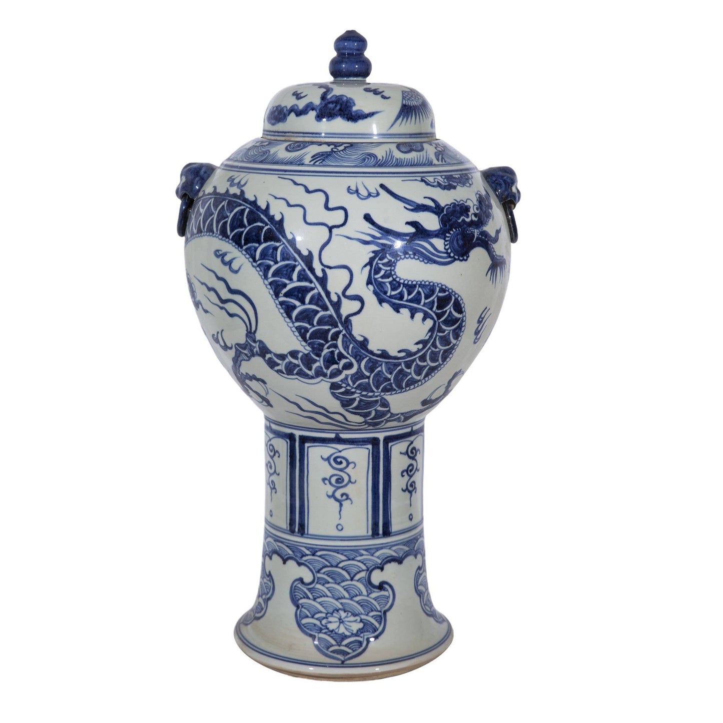 Blue & White Tall Dragon Jar