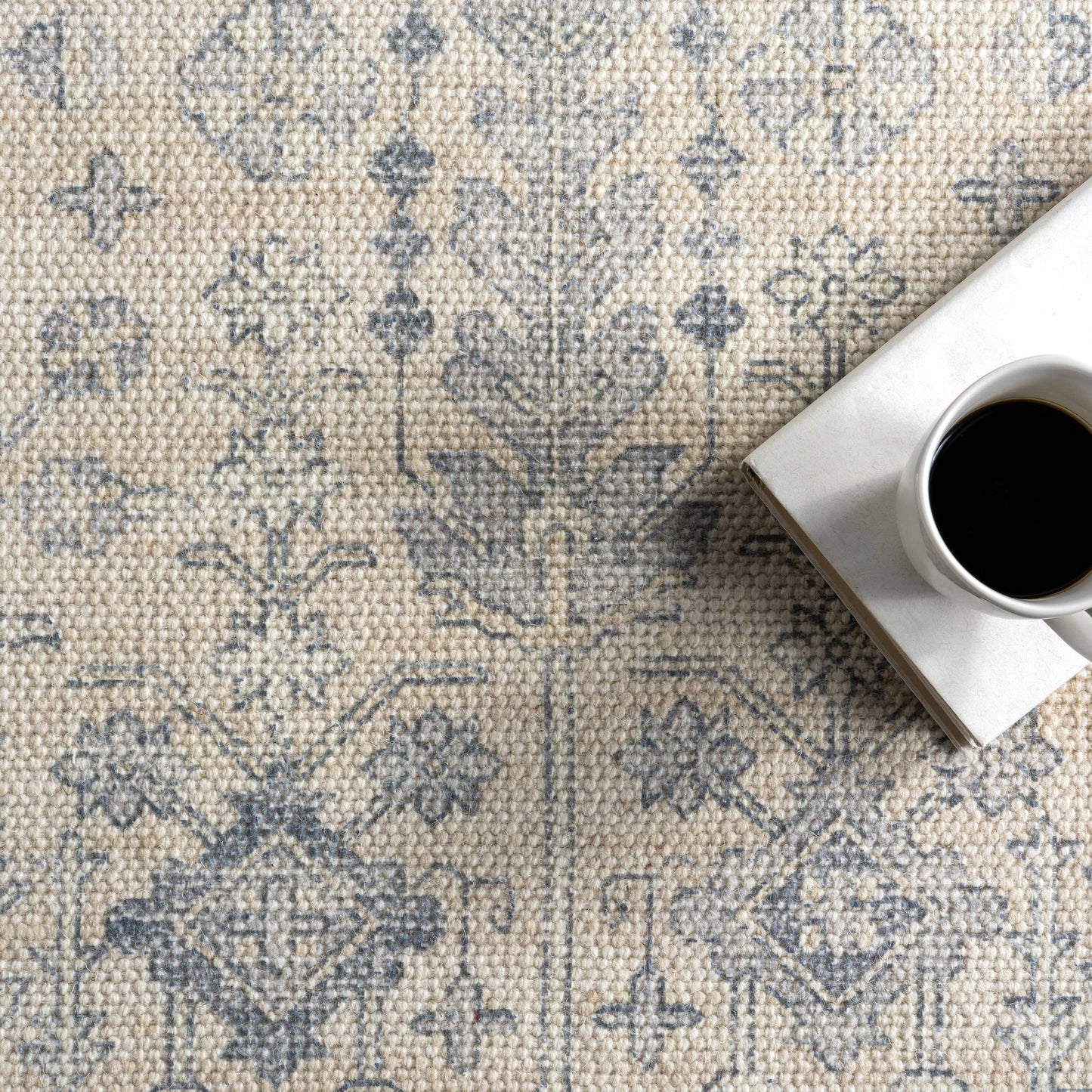 Flora Wool and Cotton Area Rug: Slate Blue / 8' x 10'