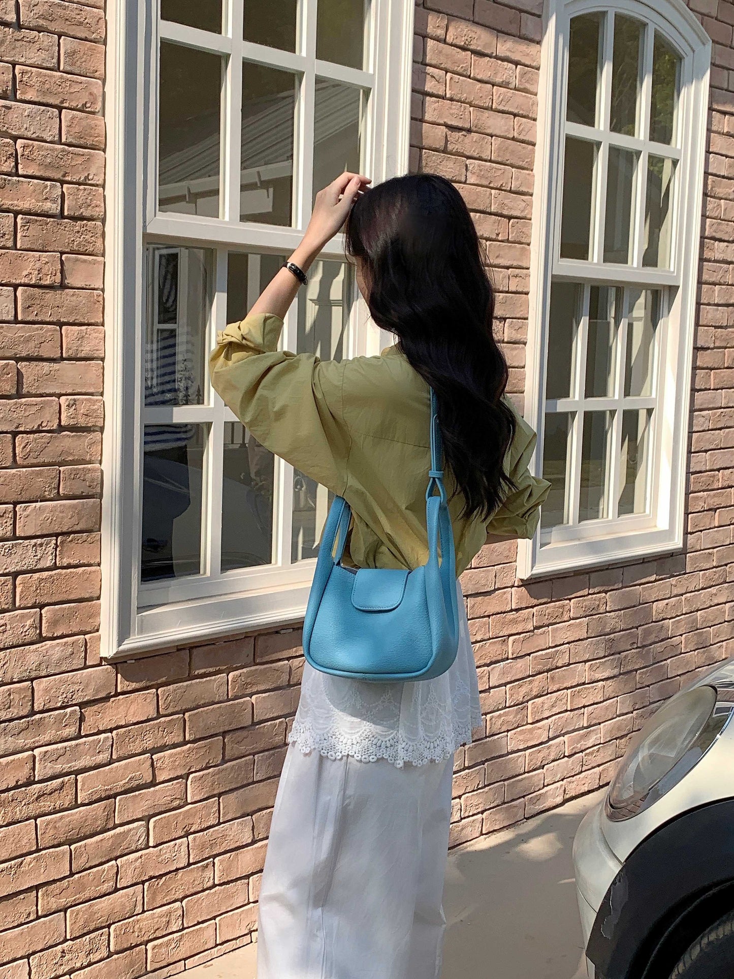 Sky Blue Leather Bag