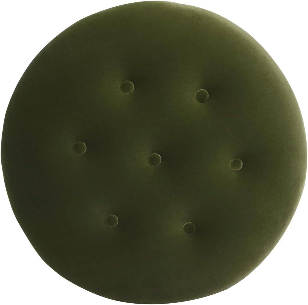 Yolanda 24" Round Upholstered Accent Ottoman: Alabaster Off White