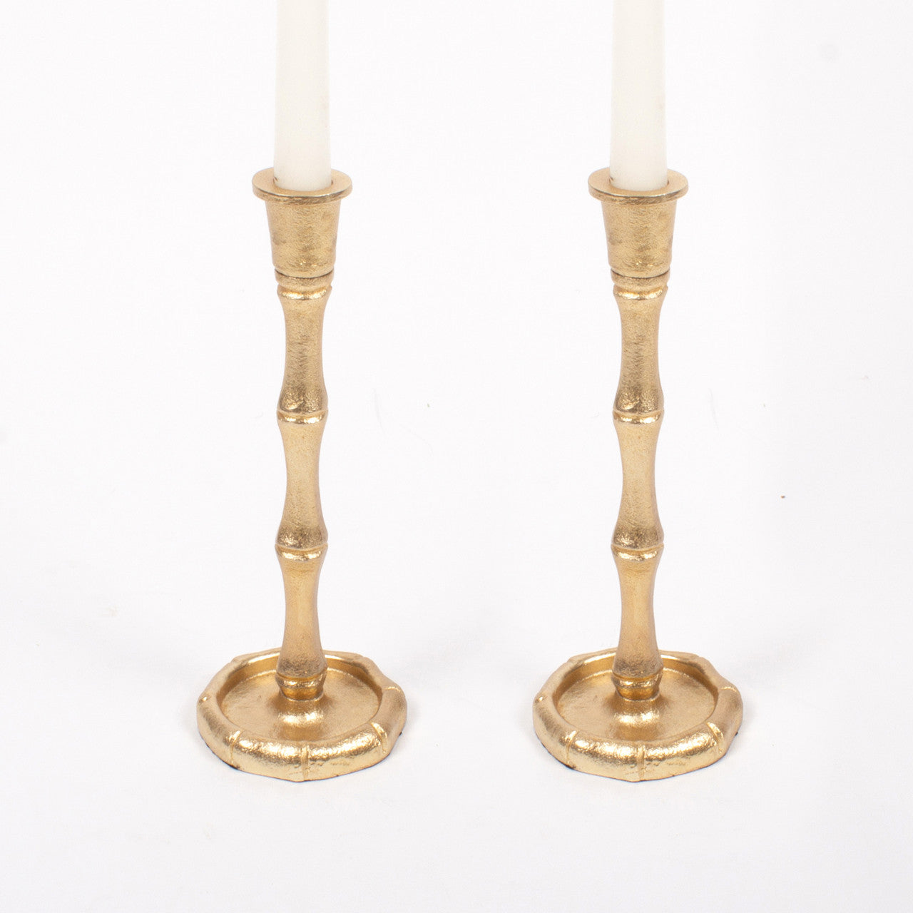 Gold Bamboo Candlestick Set - Small
