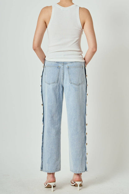 Gold Studded Jeans - Light Wash