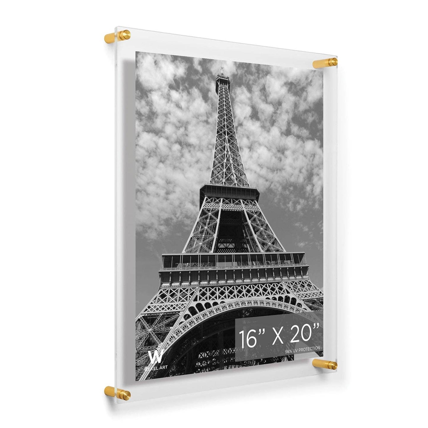 16x20" Modern UV-Grade Acrylic Floating Wall Frame: Gold