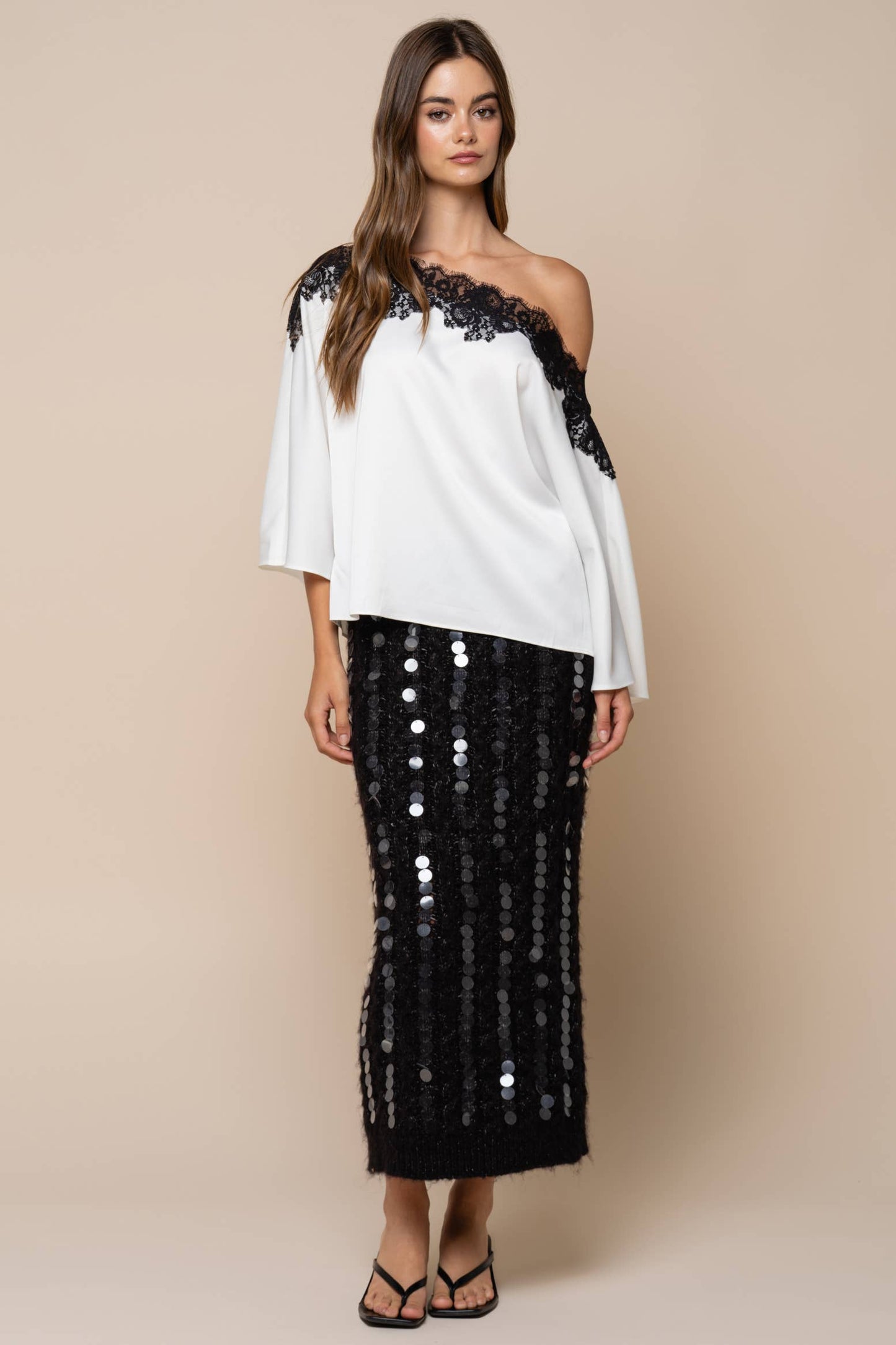 Sweater Maxi Skirt: BLACK / S