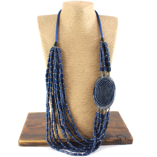 Navy Beaded Necklace