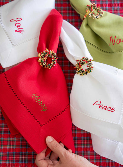 Green Holiday Cloth Napkins, set of 4