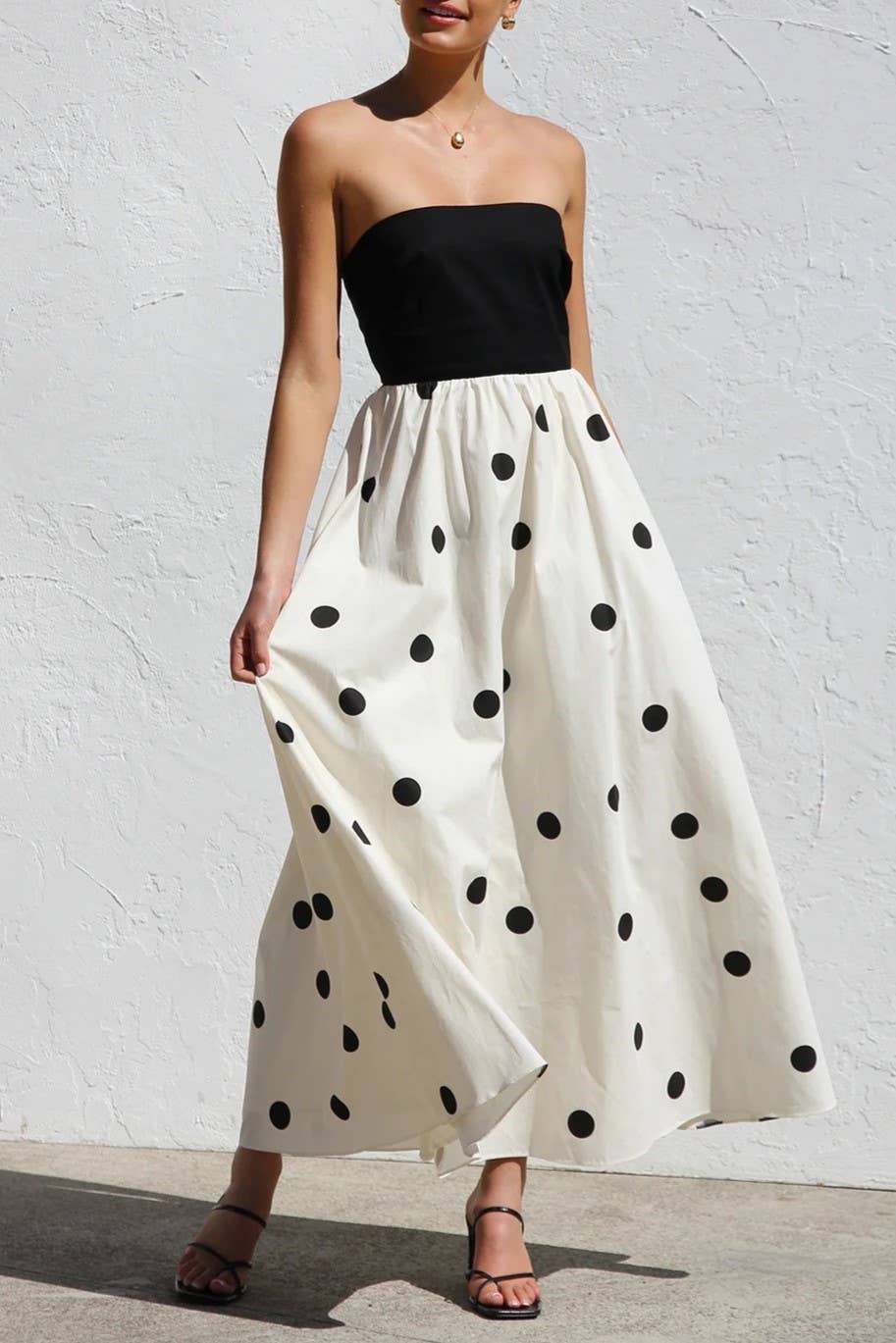Polka Dot Strapless Dress