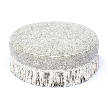 Pink Tasseled Round Ottoman