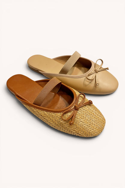 Gold Ballet Flat Mules