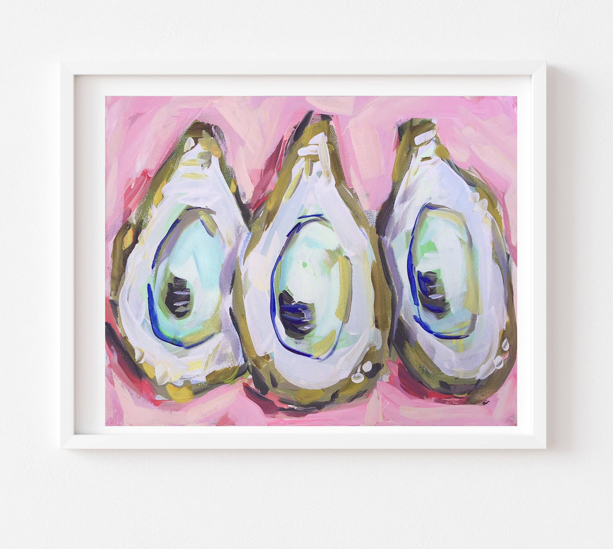 Oyster Print on Paper "Oysters on Pink": Print / 16" x 20"