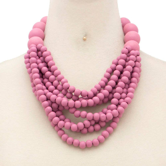 PINK CHUNKY BEADED NECKLACE